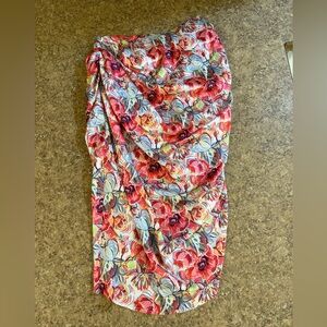 SHEIN Floral Midi Skirt in Red and Yellow